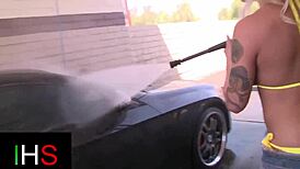 Watch this horny milf bend over for a monster cock pounding her wet pussy!