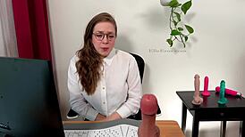 jerk off to sexy blonde girlfriend's instructions