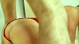 busty blonde in stockings licks shaved pussy, sucking cock to make it hard