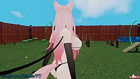 Catgirl trained by master moans and squirts