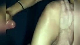 Girlfriend wets pussy for boyfriend's fat cock in outdoor sex