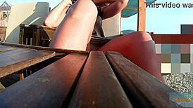 milf flashes without panties in public park