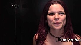 Woman swallowing at gloryhole 😋