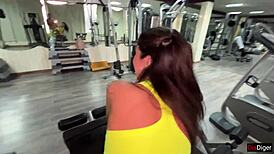 Trainer offers new exercises and fucks katty in the gym