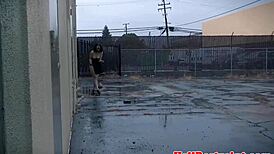 This restrained BDSM sub is punished with bastinado, spanking, and toys in the garage!