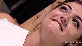 I'm hogtied brunette, caned and fingered intensely