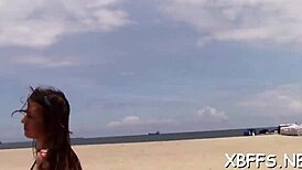 Teen babe gives a lad her pussy in rough group sex