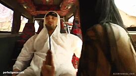 Regina Moon in a wild gonzo creampie scene with all internal shots