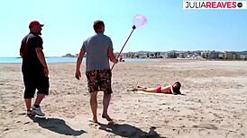 yo, check this pretty milf dadded on the beach, then anal slammed at home!