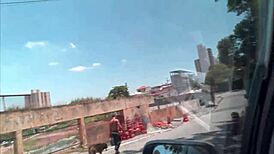 skinny guy deepthroats big cock in chained bondage trailer