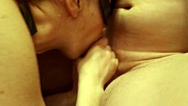 Blowjob to friend with cum in mouth and passionate kissing