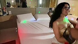 Novinha dancer twerks on pole with naughty face and tiny white pussy