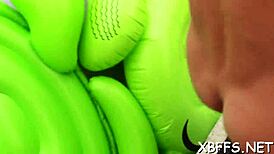 Teen babe gives a lad her pussy in rough group sex