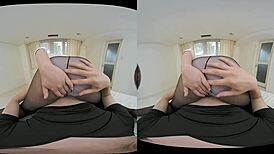 VR Japanese beauty Momoka Ogawa pistons hard to climax in black pantyhose