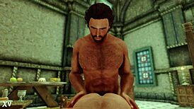 are three men fucking their asses indoors?