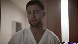 Whoa! Bobbi blows the orderly in hospital threesome!