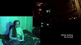 Naked brunette with big natural tits plays Deadspace part 6