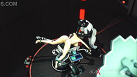 Sexy cuffed blonde pounded by shemale cyborg!