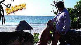 Fucked friend's girlfriend with big cock on the beach tits ass