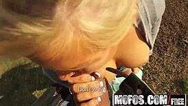 Veronika Works Out in Public, Giving Blowjob to Stranger