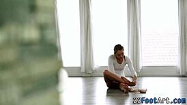 Kinky slut gives footjob 😈