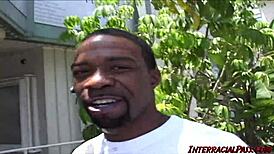 pretty girl ann gets her ass double fucked hard by big black cocks. interracial threesome action.