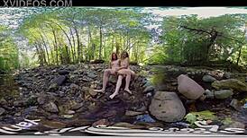 Yanks amateurs ANA MOLLY and BELLE HAVING LESBIAN FUN outdoors