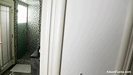 brunette pornstar alison tyler masturbates in the shower, teasing her big tits and pussy