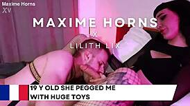 maxime horns pegs a 19-year-old girl next door with strapon, anal finger, and ass to mouth