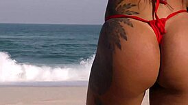 shayene samara feels intense pleasure fucking the big black cock on the beach.