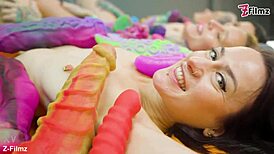 Lesbian 4way Orgy with Crazy Big Toys