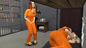 Policeman Masturbates To Lesbian Prison Tribbing