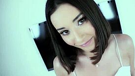 Samantha teases her big tits and masturbates solo