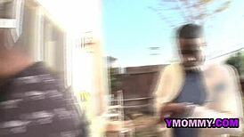 huge titted blonde in a rough threeway with black guy