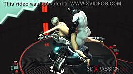 Sexy cuffed blonde pounded by shemale cyborg!