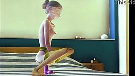 Watch teen in stockings masturbate solo in 3d.