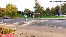 Jeny Smith Stuns in Transparent Dress for Outdoor Upskirt Display