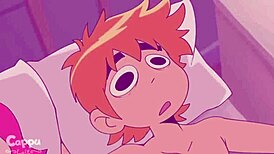 Scott Pilgrim bangs Ramona Flowers in doggystyle animation.