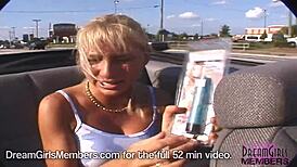 hot blonde frolics naked in my back seat