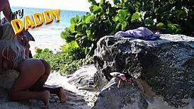 Fucked friend's girlfriend with big cock on the beach tits ass