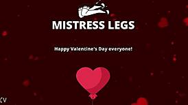 nylon foot teasing with red hearts on valentine's day