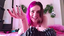 Fat hairy babe humps vibrator to intense orgasm cum