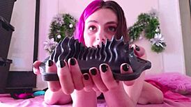 Fat hairy babe humps vibrator to intense orgasm cum