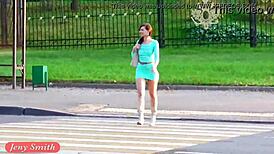 Jeny Smith Stuns in Transparent Dress for Outdoor Upskirt Display