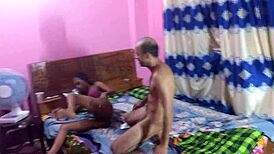 Amateur couples engaging in group activities with large partners