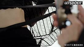 Stunning Model Casey A Sucks and Fucks Boyfriend in Black Lingerie