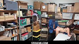 Guard Cums Inside Sexy Thief Taylor May After Clothes Ripped Striptease In Shop!