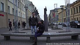 Nerdy teen with glasses gets casual cumshot after intense licking