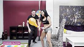 Hot milf latina fucks pornstar on show