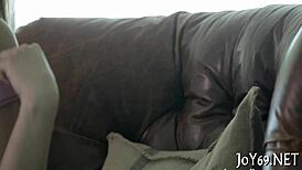 Girl intensely masturbates with dildo, fingering her wet pussy naked